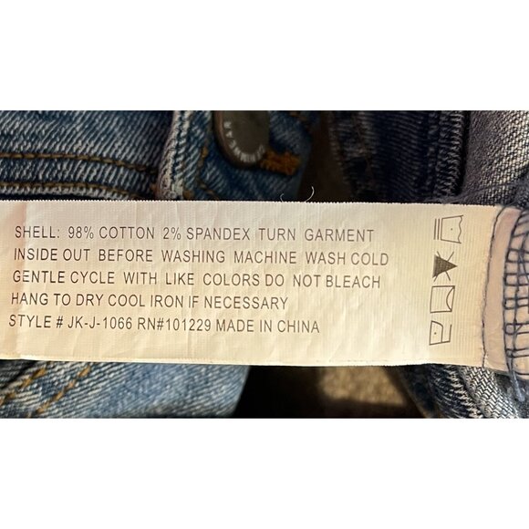 1 Sunset Lane Hand-Painted Botanical Leaf Design Denim Jacket XL Casual Boho - Picture 8 of 8